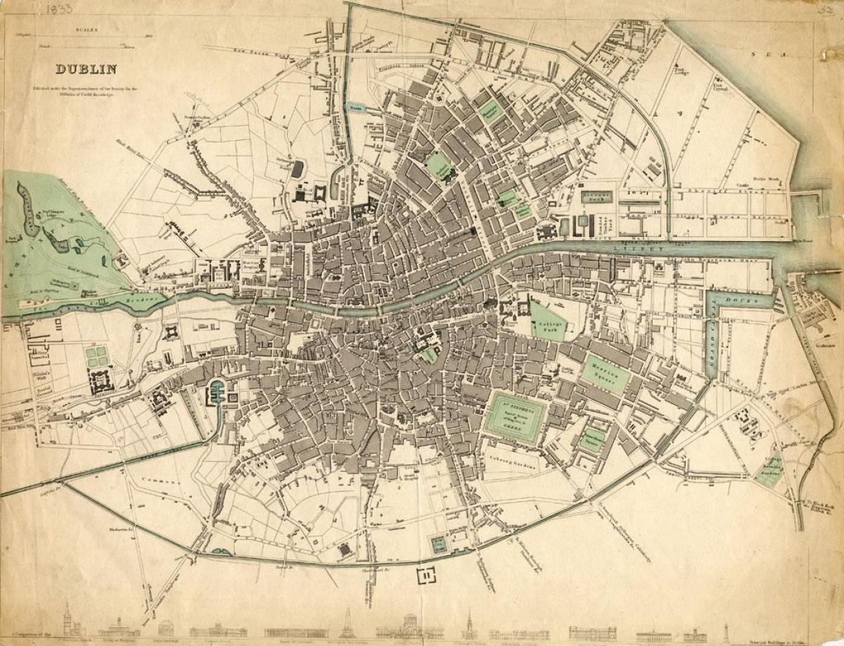 kort over Dublin i 1916