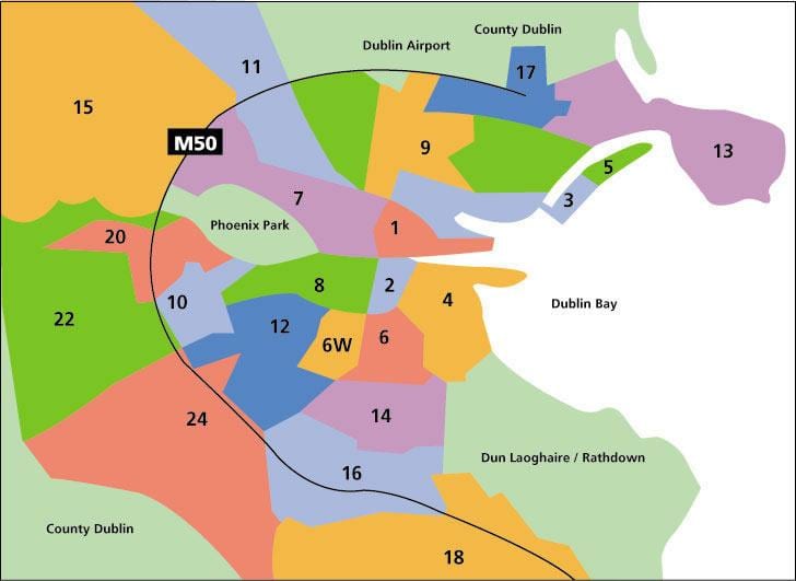 kort over Dublin områder