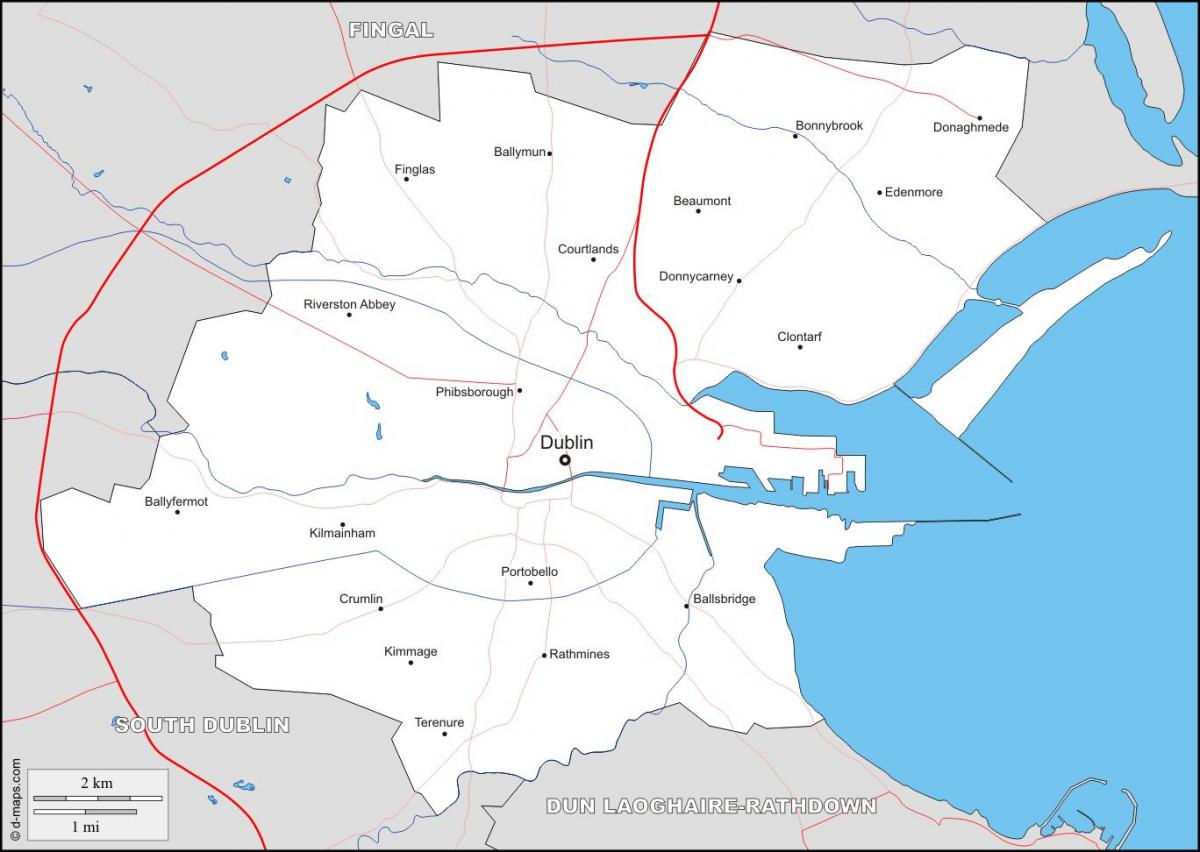 kort over Dublin kvarterer