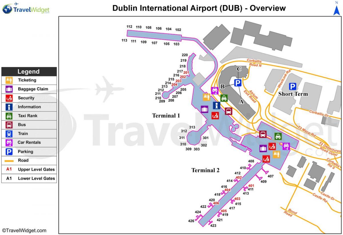 Dublin lufthavn parkeringsplads kort