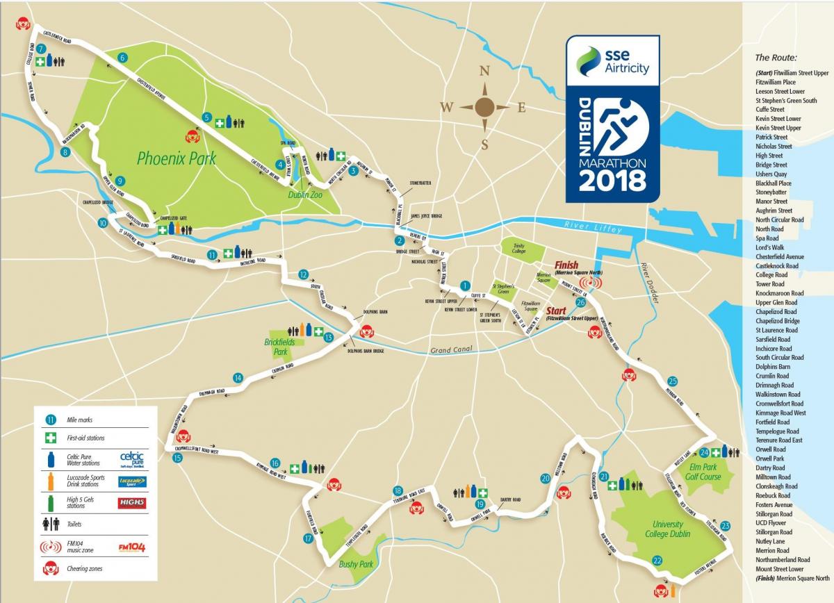 Dublin city marathon rute kort