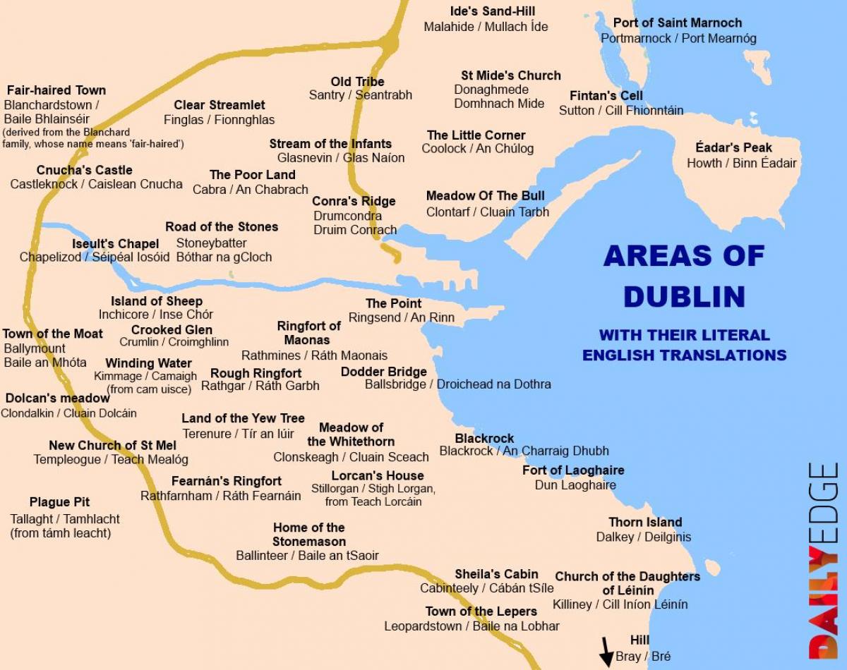 kort over Dublin og forstæder