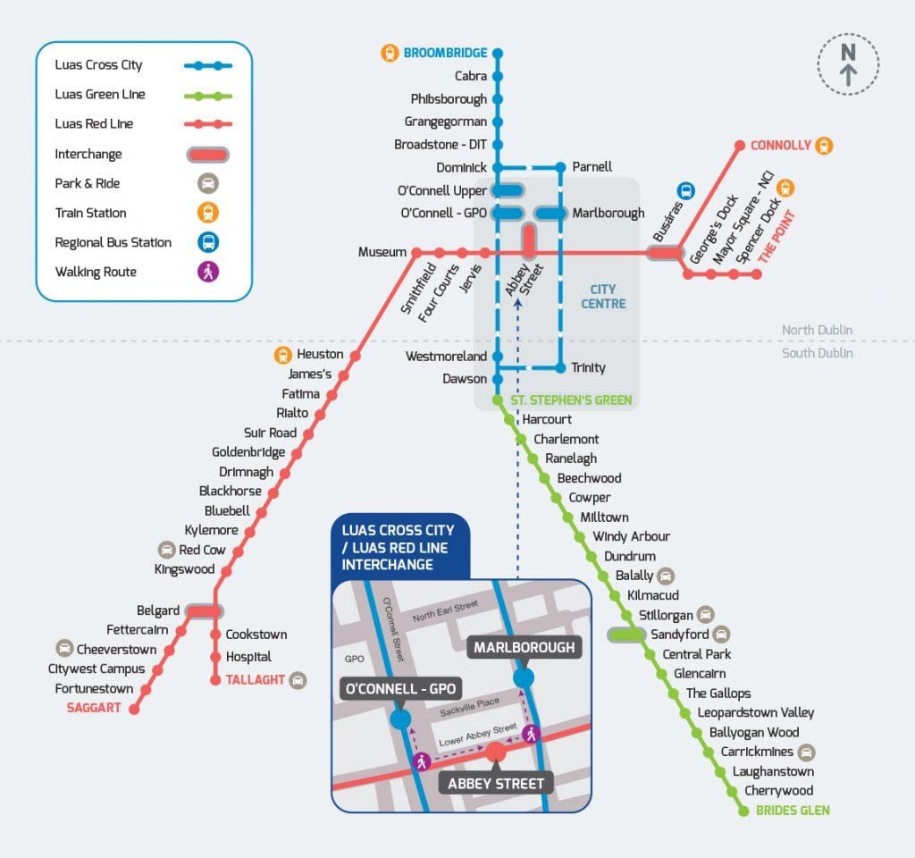 Luas på tværs af by-rute kort