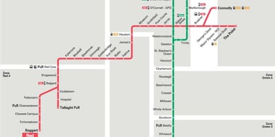 Kort over Luas grøn linje